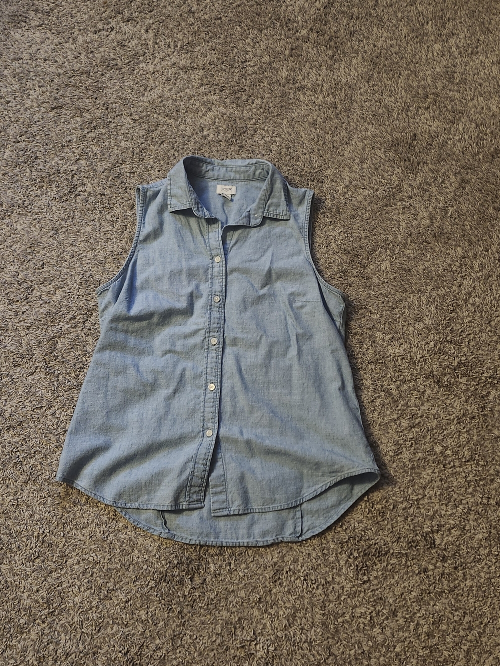 J. Crew Light Blue Sleeveless Chambray Button-Down Shirt